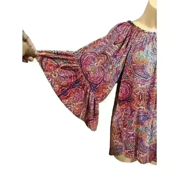 Cupio Women's Large Boho Bohemian Hippie Multicolored Tunic Blouse Top Viscose - Picture 3 of 7
